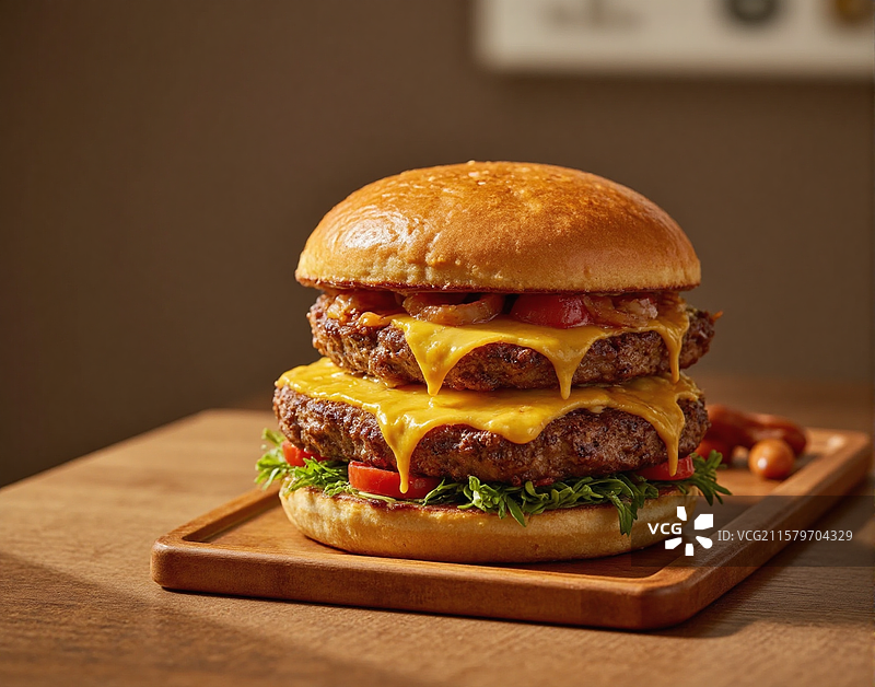 微距牛肉汉堡特写图片素材