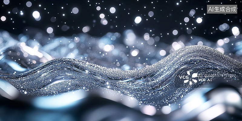 【AI数字艺术】银色闪烁粒子背景图片素材