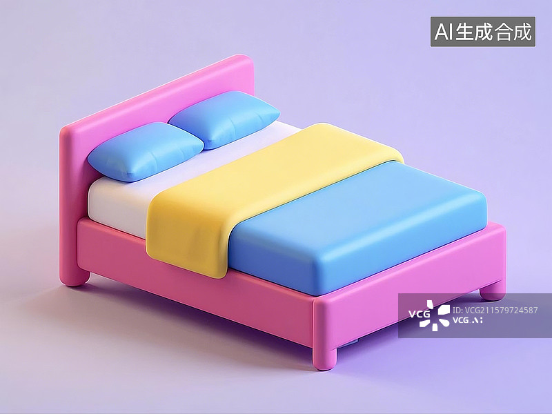【AI数字艺术】3D多彩卡通儿童床图片素材