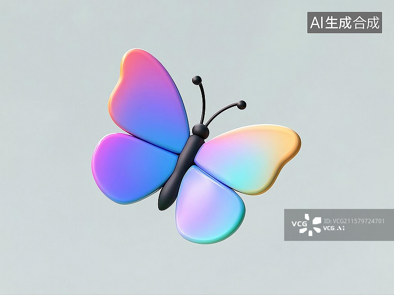 【AI数字艺术】3D多彩卡通蝴蝶图片素材