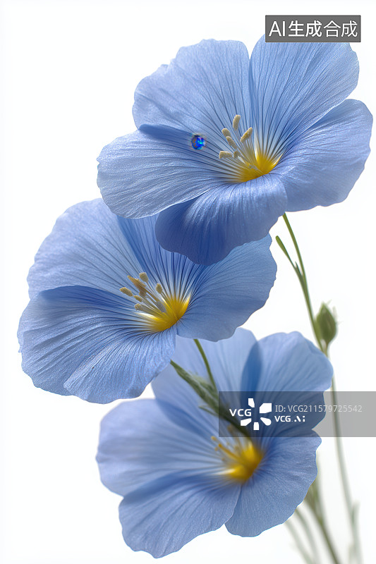 【AI数字艺术】三朵淡蓝色的花朵图片素材