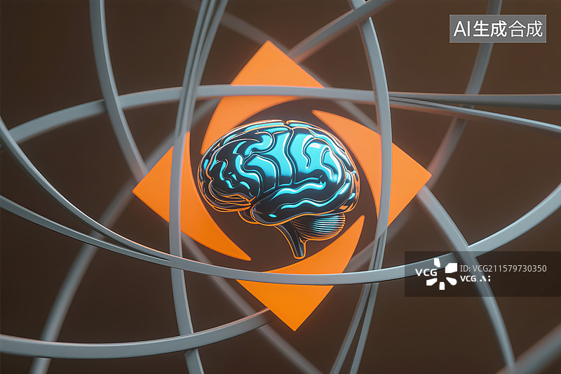 【AI数字艺术】数字生成的人类大脑插图图片素材