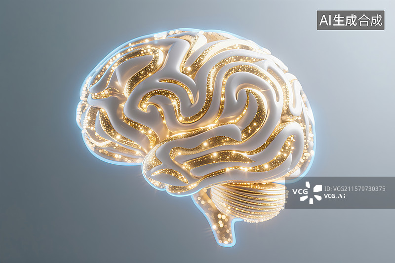 【AI数字艺术】数字生成的人类大脑插图图片素材