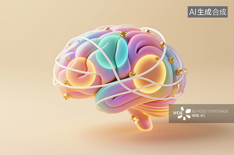 【AI数字艺术】数字生成的人类大脑插图图片素材