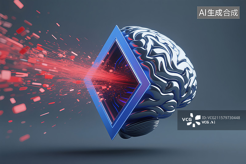 【AI数字艺术】数字生成的人类大脑插图图片素材
