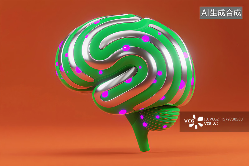 【AI数字艺术】数字生成的人类大脑插图图片素材