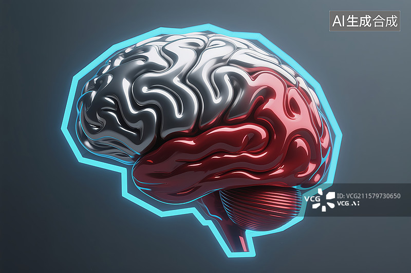 【AI数字艺术】数字生成的人类大脑插图图片素材