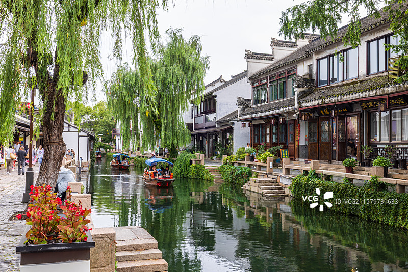 江南水乡苏州市昆山周庄古镇风景区风光图片素材