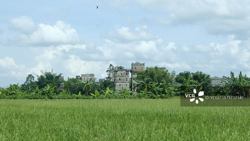 田野和碉楼图片素材