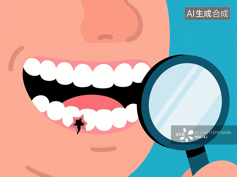 【AI数字艺术】漫画风格牙齿检查特写画面图片素材