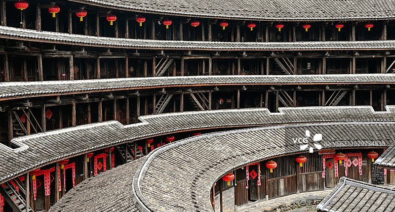 福建省龙岩市初溪土楼群图片素材