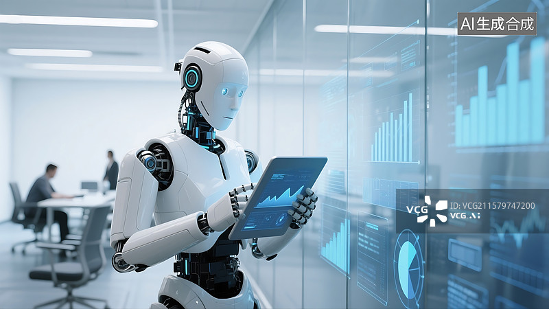 【AI数字艺术】未来科技感机器人大数据信息化背景图图片素材