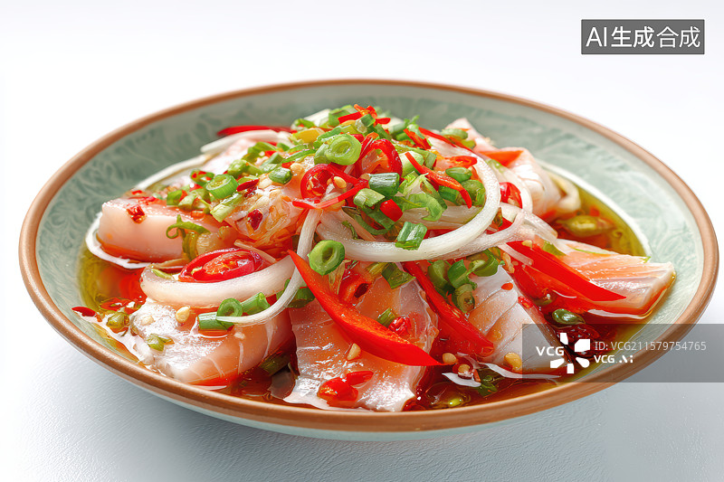 【AI数字艺术】陶瓷盘子里的水煮鱼图片素材