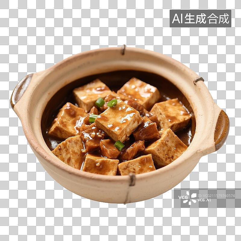 【AI数字艺术】川菜，下饭菜，砂锅里的麻婆豆腐，麻辣豆腐，红烧豆腐图片素材