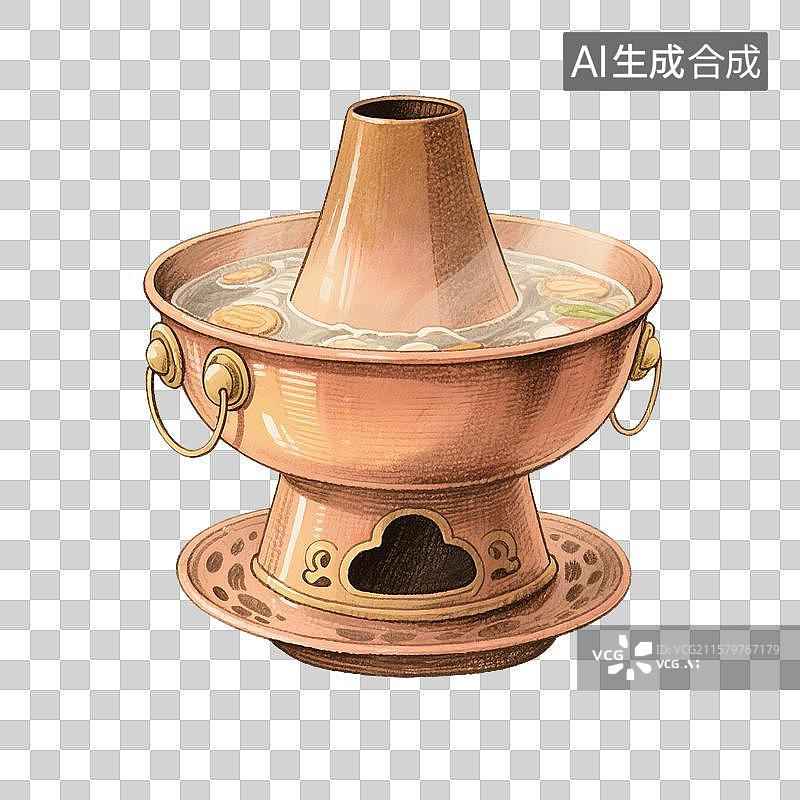 【AI数字艺术】国风手绘插画，打边炉，卡通火锅，麻辣火锅，川味火锅，重庆火锅，边炉，中国传统美食，免抠元素图片素材