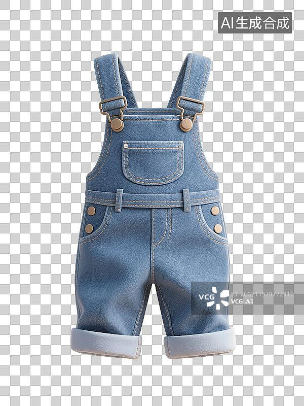 【AI数字艺术】3D渲染，牛仔裤，背带裤，春天，秋天，衣服，裤子，免抠元素图片素材