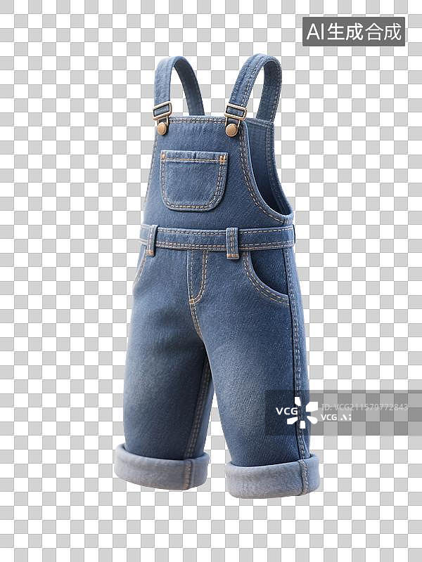 【AI数字艺术】3D渲染，牛仔裤，背带裤，春天，秋天，衣服，裤子，免抠元素图片素材