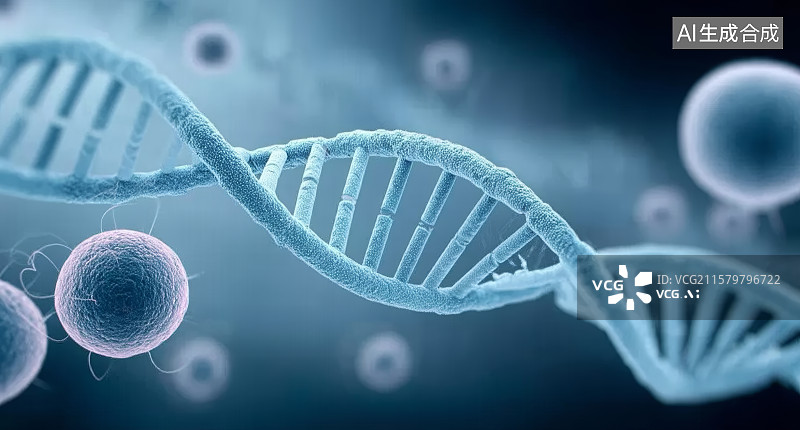 【AI数字艺术】细胞和DNA脱氧核糖核酸螺旋结构念图图片素材