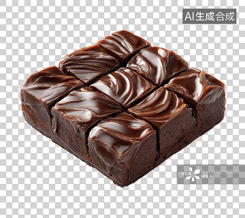 【AI数字艺术】一块淋有巧克力酱的美味布朗尼图片素材