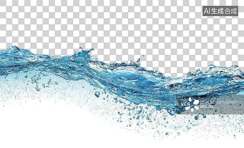 【AI数字艺术】灵动的蓝色海浪景象图片素材