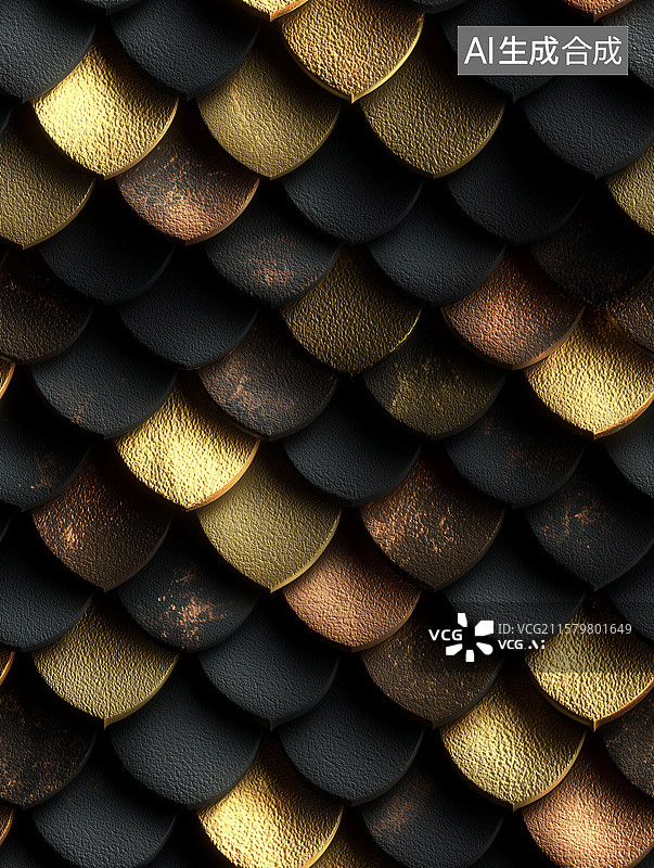 【AI数字艺术】金色鱼鳞片纹理图案图片素材