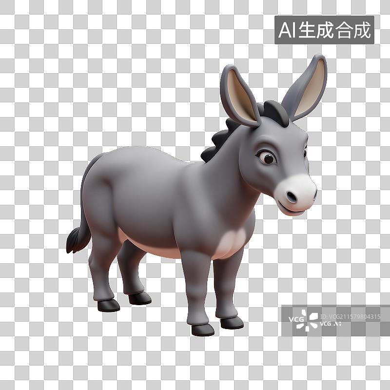 【AI数字艺术】卡通驴憨态可掬的驴模型图片素材