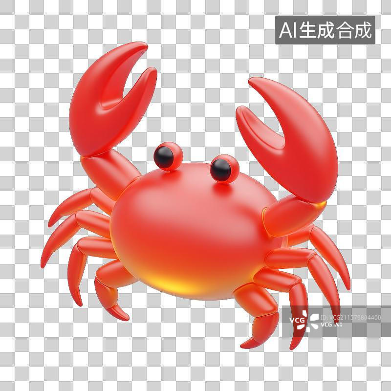【AI数字艺术】卡通红蟹的3D卡通素材图片素材