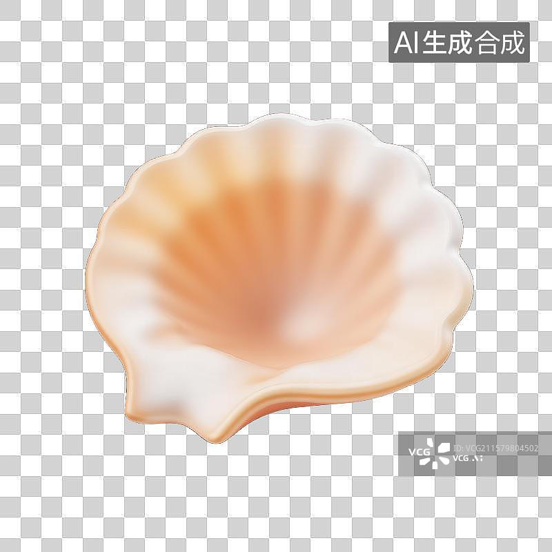 【AI数字艺术】海滩的贝壳艺术品3D扇贝素材图片素材