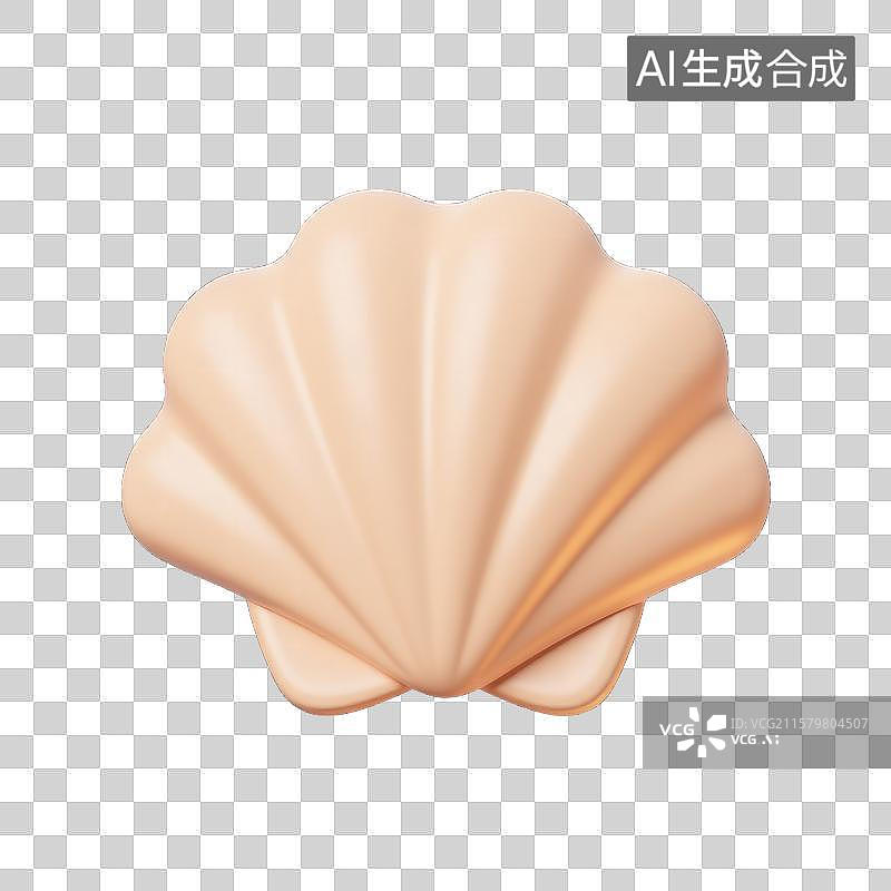 【AI数字艺术】海滩的贝壳艺术品3D扇贝素材图片素材