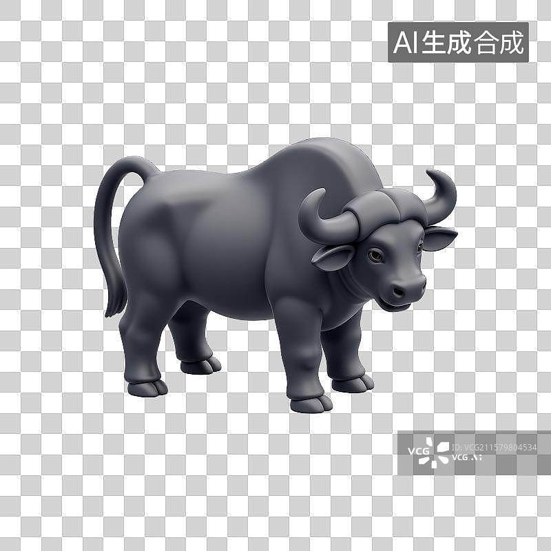 【AI数字艺术】卡通水牛的憨态可掬萌趣卡通牛气冲天图片素材