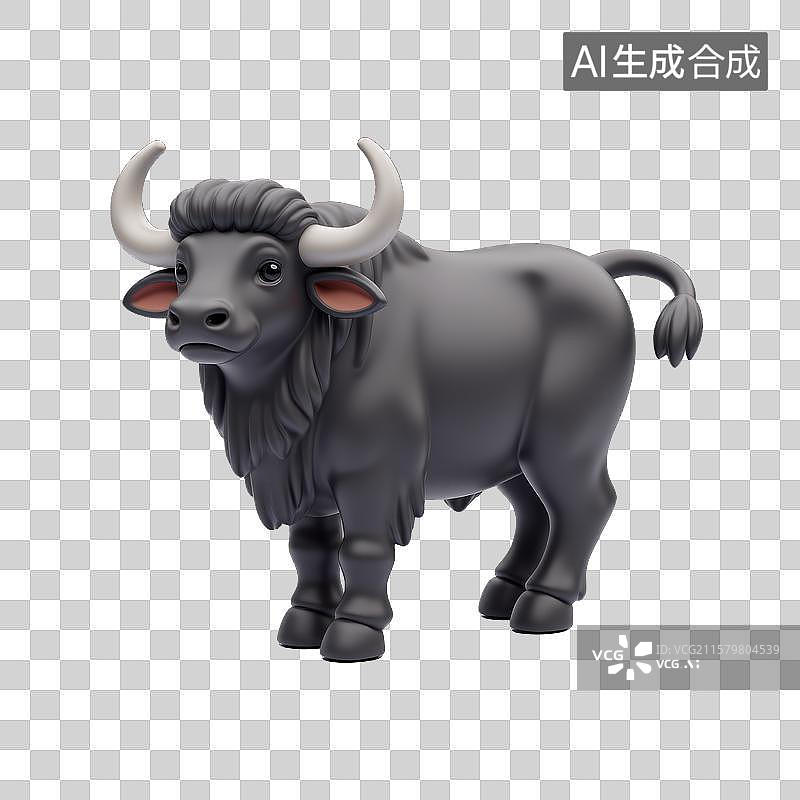 【AI数字艺术】卡通水牛的憨态可掬萌趣卡通牛气冲天图片素材