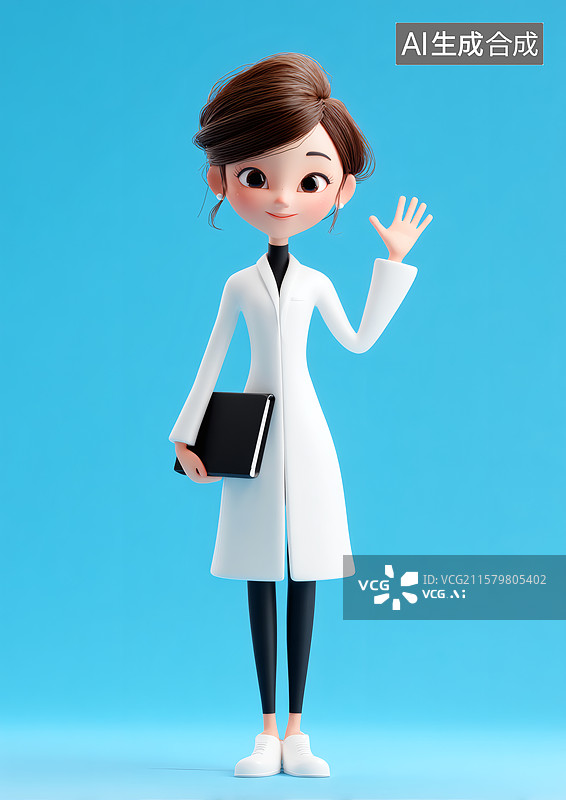 【AI数字艺术】一个女医生正在开心的挥手图片素材