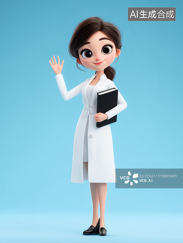 【AI数字艺术】一个女医生正在开心的挥手图片素材