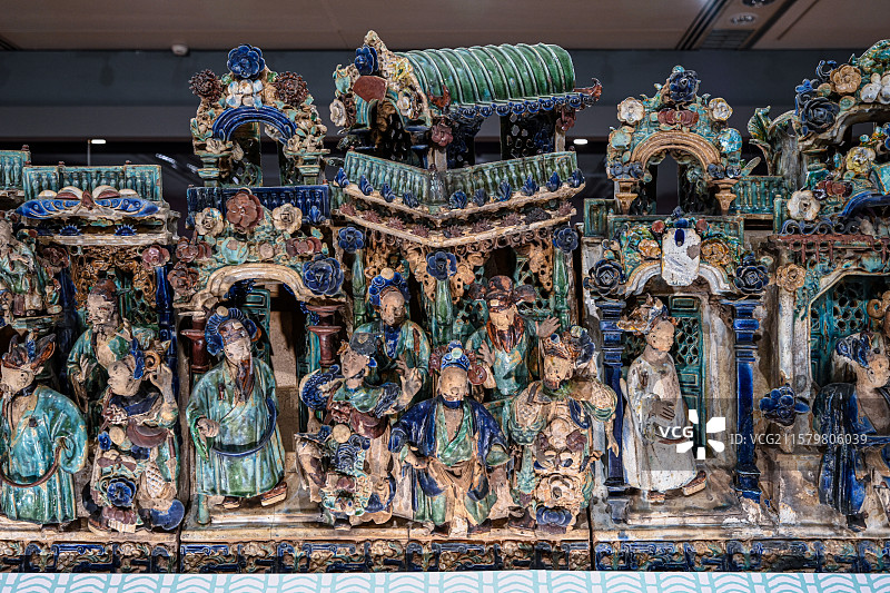 中国澳门艺术博物馆展出的石湾陶瓷文物图片素材