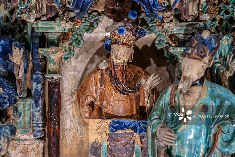 中国澳门艺术博物馆展出的石湾陶瓷文物图片素材