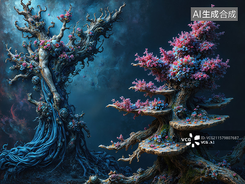 【AI数字艺术】奇幻森林梦境图片素材