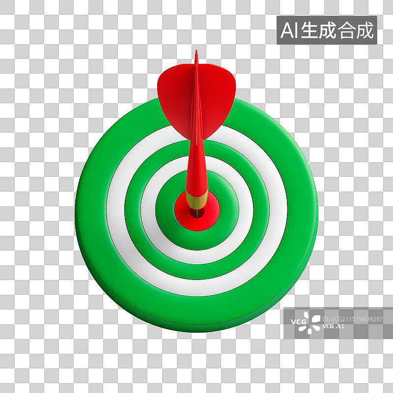 【AI数字艺术】红色飞镖精准命中绿色靶心图片素材