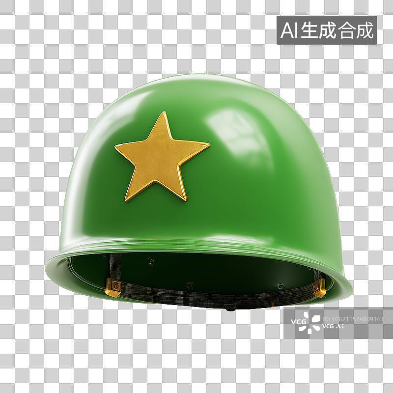 【AI数字艺术】绿色头盔配金色星星图片素材