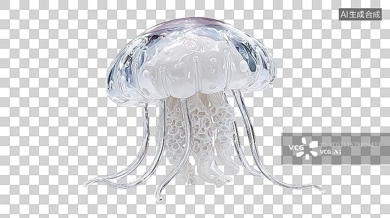 【AI数字艺术】透明水母的优雅姿态图片素材