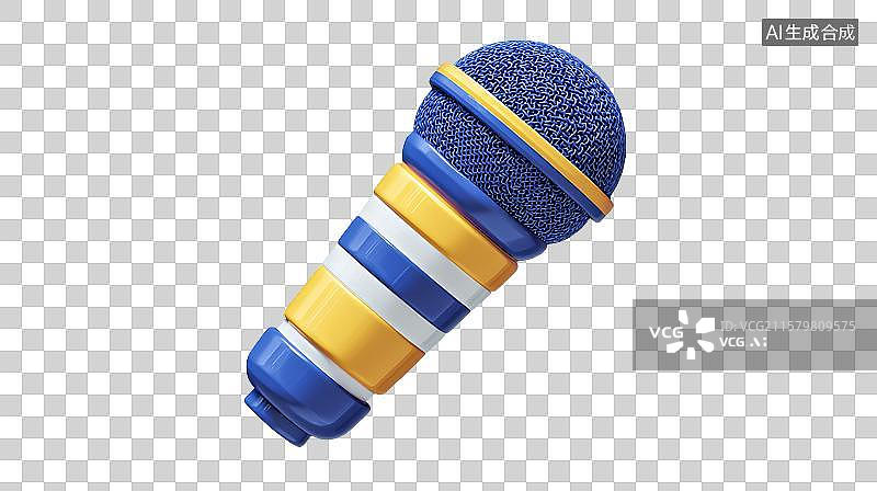 【AI数字艺术】蓝色黄色条纹麦克风图片素材