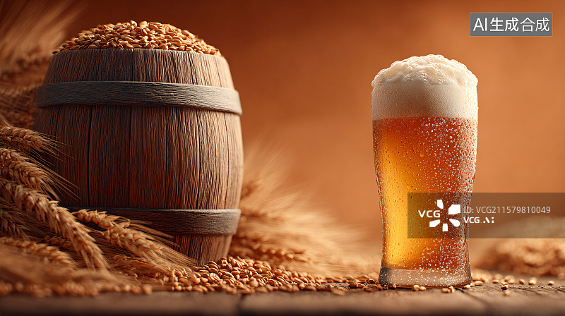 【AI数字艺术】麦芽香气中的金色啤酒图片素材