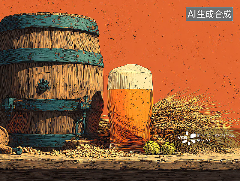 【AI数字艺术】麦芽香气中的金色啤酒图片素材