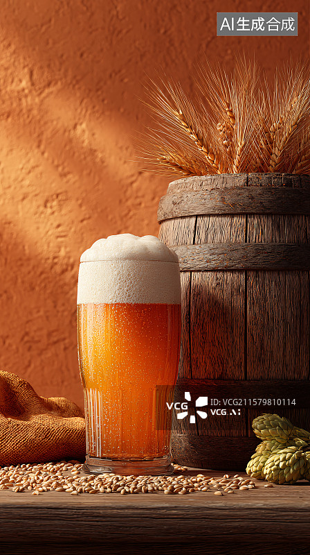 【AI数字艺术】麦芽香气中的金色啤酒图片素材