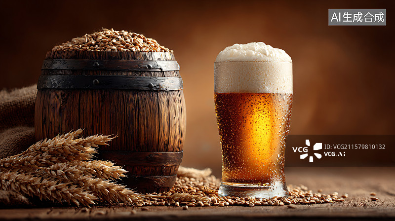 【AI数字艺术】麦芽香气中的金色啤酒图片素材