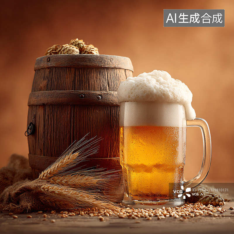 【AI数字艺术】麦芽香气中的金色啤酒图片素材