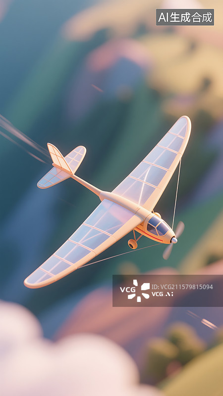 【AI数字艺术】复古滑翔机的飞行之旅图片素材