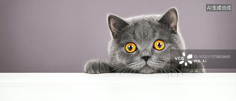 【AI数字艺术】好奇的英国短毛猫探出头图片素材