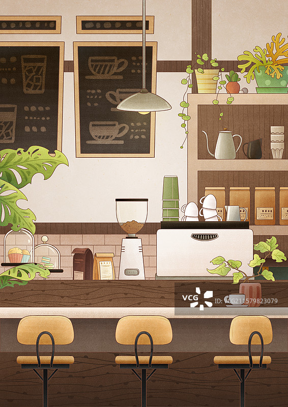 咖啡馆吧台场景图片素材