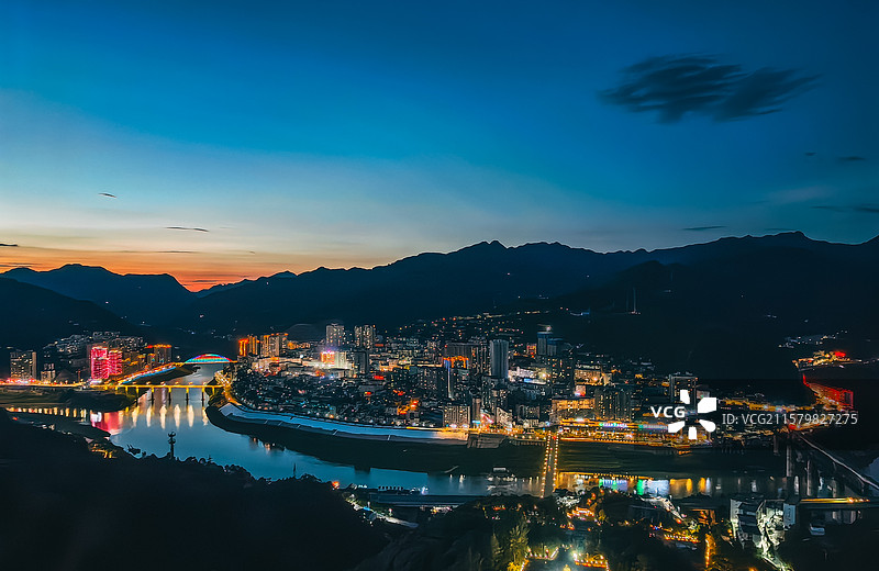 陕西安康紫阳县日落后图片素材