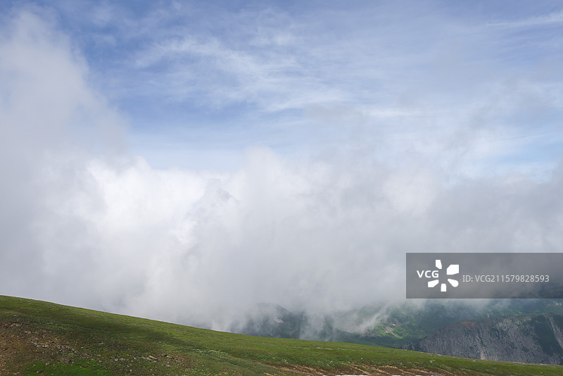 东北夏天长白山的蓝天白云桌面背景素材图片素材